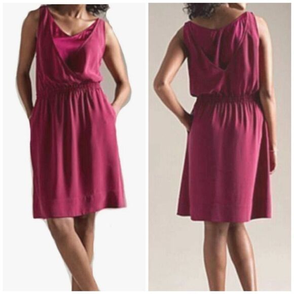 Eileen Fisher silk Georgette crepe dress in red size XS - Picture 1 of 12